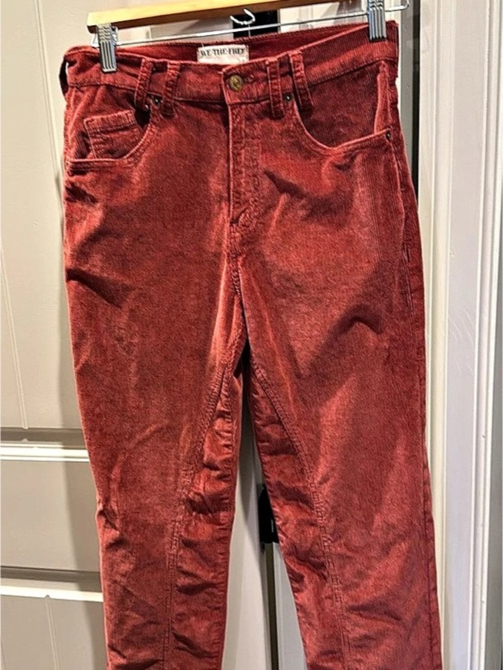 We The Free Straight Leg Corduroy in Orange Waist 27